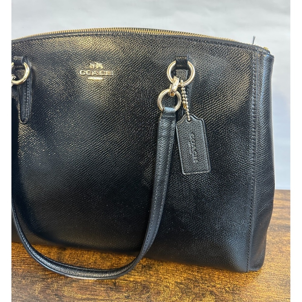 Coach Christie Carryall Blk Crossgrain Leather Satchel Bag F36606 *No Strap - Picture 2 of 16